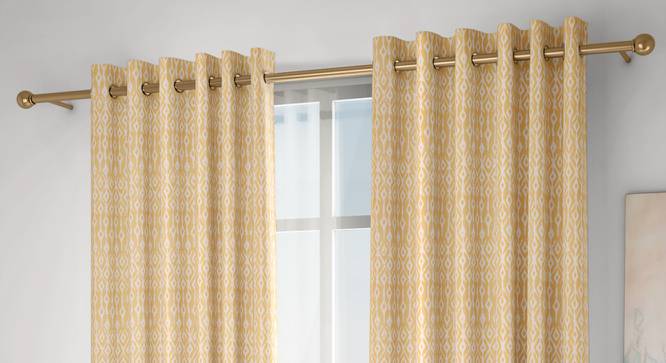 Arygyle Door Curtains - Set Of 2 (Yellow, 132 x 274 cm  (52"x108") Curtain Size, Eyelet Pleat) by Urban Ladder - Design 1 Full View - 334065