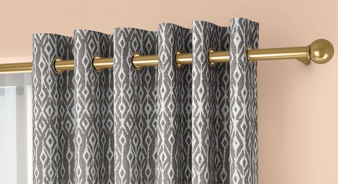 Arygyle Door Curtains - Set Of 2 (Grey, 132 x 213 cm  (52" x 84") Curtain Size, Eyelet Pleat) by Urban Ladder - Front View Design 1 - 334072