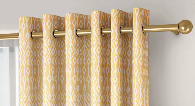 Arygyle Door Curtains - Set Of 2 (Yellow, 132 x 274 cm  (52"x108") Curtain Size, Eyelet Pleat) by Urban Ladder - Front View Design 1 - 334075