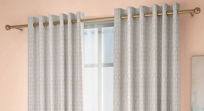 Arygyle Window Curtains - Set Of 2 (Cream, 132 x 152 cm  (52" x 60") Curtain Size, Eyelet Pleat) by Urban Ladder - Design 1 Full View - 334127