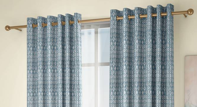 Arygyle Window Curtains - Set Of 2 (Blue, 132 x 152 cm  (52" x 60") Curtain Size, Eyelet Pleat) by Urban Ladder - Design 1 Full View - 334128