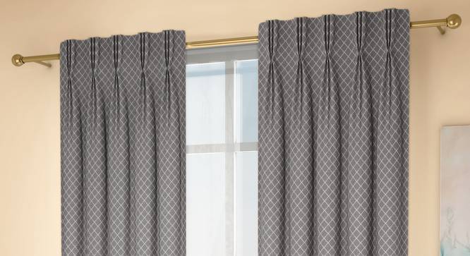 Ditsy Door Curtains - Set Of 2 (Grey, 71 x 213 cm (28"x84")  Curtain Size, American Pleat) by Urban Ladder - Design 1 Full View - 334180