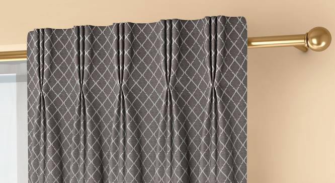 Ditsy Door Curtains - Set Of 2 (Grey, 71 x 213 cm (28"x84")  Curtain Size, American Pleat) by Urban Ladder - Front View Design 1 - 334189