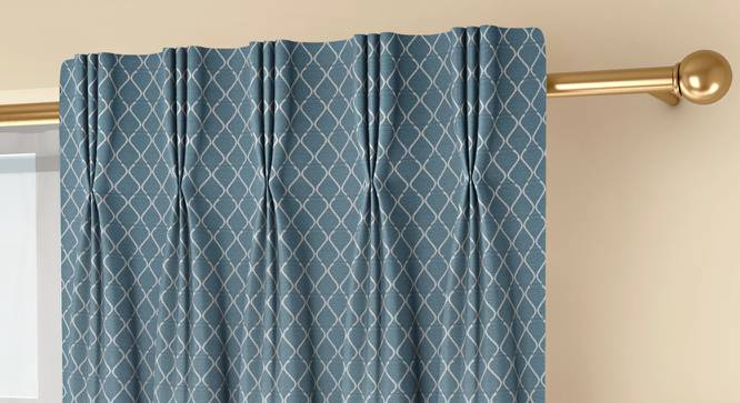 Ditsy Door Curtains - Set Of 2 (Blue, 71 x 274 cm (28"x108")  Curtain Size, American Pleat) by Urban Ladder - Front View Design 1 - 334195