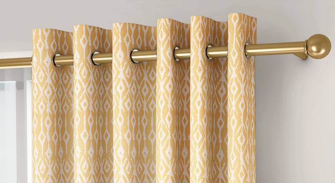 Arygyle Window Curtains - Set Of 2 (Yellow, 132 x 152 cm  (52" x 60") Curtain Size, Eyelet Pleat) by Urban Ladder - Front View Design 1 - 334196