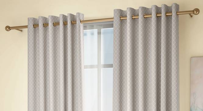 Ditsy Door Curtains - Set Of 2 (Cream, 132 x 274 cm  (52"x108") Curtain Size, Eyelet Pleat) by Urban Ladder - Design 1 Full View - 334232