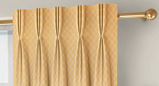 Ditsy Door Curtains - Set Of 2 (Yellow, 71 x 274 cm (28"x108")  Curtain Size, American Pleat) by Urban Ladder - Front View Design 1 - 334235