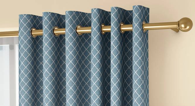 Ditsy Door Curtains - Set Of 2 (Blue, 132 x 274 cm  (52"x108") Curtain Size, Eyelet Pleat) by Urban Ladder - Front View Design 1 - 334238