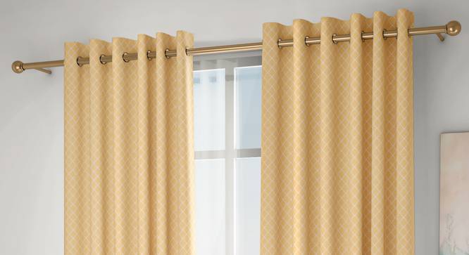 Ditsy Door Curtains - Set Of 2 (Yellow, 132 x 213 cm  (52" x 84") Curtain Size, Eyelet Pleat) by Urban Ladder - Design 1 Full View - 334261