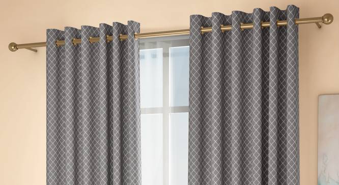 Ditsy Door Curtains - Set Of 2 (Grey, 132 x 213 cm  (52" x 84") Curtain Size, Eyelet Pleat) by Urban Ladder - Design 1 Full View - 334263