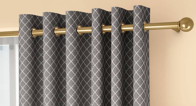 Ditsy Door Curtains - Set Of 2 (Grey, 132 x 213 cm  (52" x 84") Curtain Size, Eyelet Pleat) by Urban Ladder - Front View Design 1 - 334270