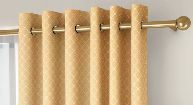 Ditsy Door Curtains - Set Of 2 (Yellow, 132 x 274 cm  (52"x108") Curtain Size, Eyelet Pleat) by Urban Ladder - Front View Design 1 - 334272