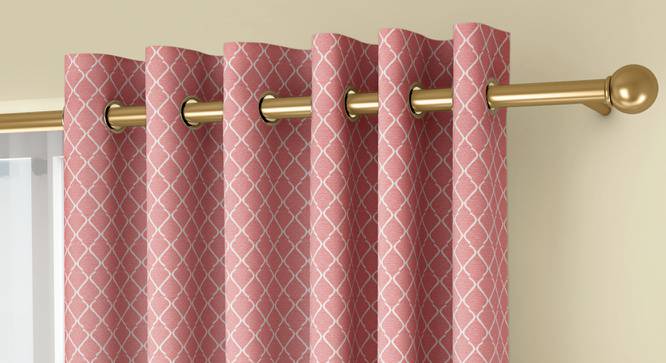 Ditsy Door Curtains - Set Of 2 (Pink, 112 x 274 cm  (44" x 108") Curtain Size) by Urban Ladder - Front View Design 1 - 334273