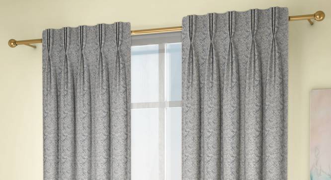Honeycomb Door Curtains - Set Of 2 (Blue, 71 x 213 cm (28"x84")  Curtain Size, American Pleat) by Urban Ladder - Design 1 Full View - 334345