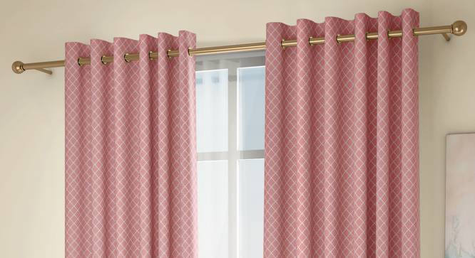 Ditsy Window Curtains - Set Of 2 (Pink, 132 x 152 cm  (52" x 60") Curtain Size, Eyelet Pleat) by Urban Ladder - Design 1 Full View - 334350