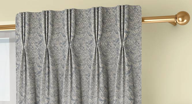 Honeycomb Door Curtains - Set Of 2 (Blue, 71 x 213 cm (28"x84")  Curtain Size, American Pleat) by Urban Ladder - Front View Design 1 - 334352