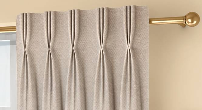 Honeycomb Door Curtains - Set Of 2 (Beige, 71 x 274 cm (28"x108")  Curtain Size, American Pleat) by Urban Ladder - Front View Design 1 - 334355