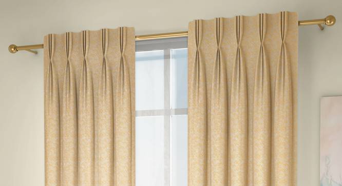 Honeycomb Door Curtains - Set Of 2 (Yellow, 71 x 213 cm (28"x84")  Curtain Size, American Pleat) by Urban Ladder - Design 1 Full View - 334388