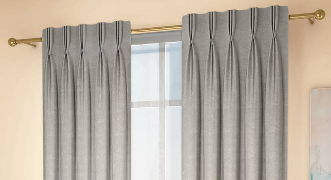 Honeycomb Door Curtains - Set Of 2 (Grey, 71 x 213 cm (28"x84")  Curtain Size, American Pleat) by Urban Ladder - Design 1 Full View - 334389