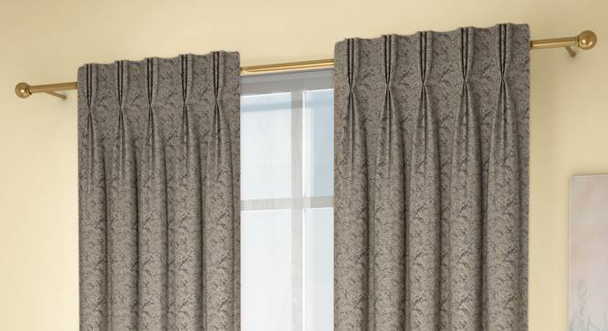 Honeycomb Door Curtains - Set Of 2 (71 x 213 cm (28"x84")  Curtain Size, Brownish Green, American Pleat) by Urban Ladder - Design 1 Full View - 334390