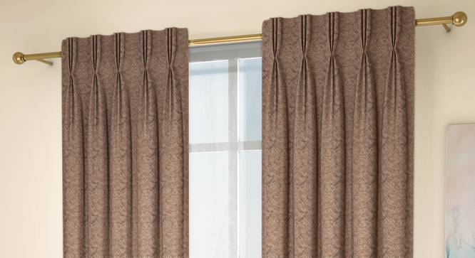 Honeycomb Door Curtains - Set Of 2 (Brown, 71 x 213 cm (28"x84")  Curtain Size, American Pleat) by Urban Ladder - Design 1 Full View - 334391