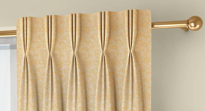 Honeycomb Door Curtains - Set Of 2 (Yellow, 71 x 213 cm (28"x84")  Curtain Size, American Pleat) by Urban Ladder - Front View Design 1 - 334396