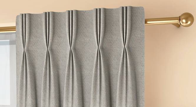 Honeycomb Door Curtains - Set Of 2 (Grey, 71 x 213 cm (28"x84")  Curtain Size, American Pleat) by Urban Ladder - Front View Design 1 - 334397