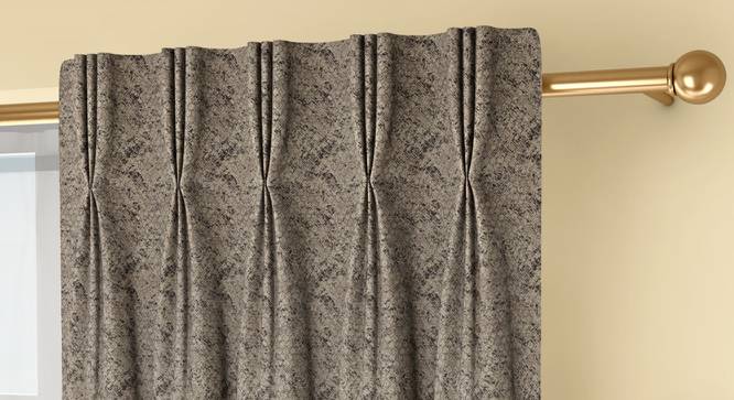 Honeycomb Door Curtains - Set Of 2 (71 x 274 cm (28"x108")  Curtain Size, Brownish Green, American Pleat) by Urban Ladder - Front View Design 1 - 334402