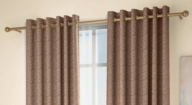 Honeycomb Door Curtains - Set Of 2 (Brown, 132 x 213 cm  (52" x 84") Curtain Size, Eyelet Pleat) by Urban Ladder - Design 1 Full View - 334438