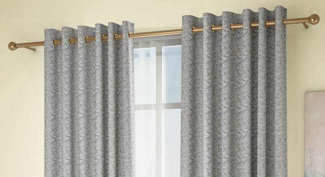 Honeycomb Door Curtains - Set Of 2 (Blue, 132 x 213 cm  (52" x 84") Curtain Size, Eyelet Pleat) by Urban Ladder - Design 1 Full View - 334439