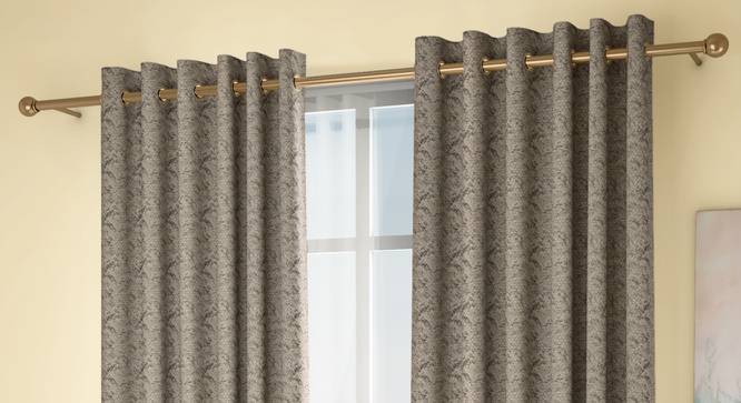Honeycomb Door Curtains - Set Of 2 (132 x 274 cm  (52"x108") Curtain Size, Brownish Green, Eyelet Pleat) by Urban Ladder - Design 1 Full View - 334442