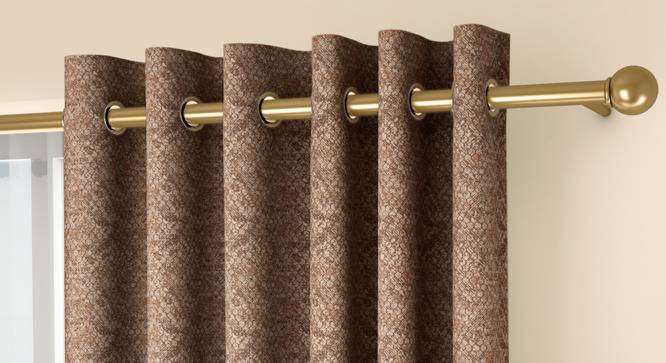 Honeycomb Door Curtains - Set Of 2 (Brown, 132 x 213 cm  (52" x 84") Curtain Size, Eyelet Pleat) by Urban Ladder - Front View Design 1 - 334447
