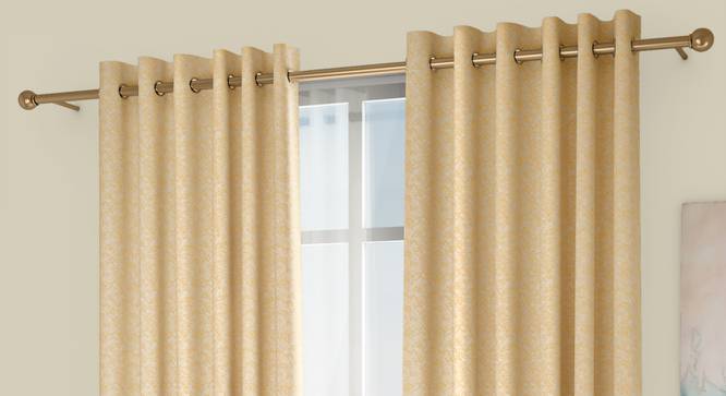 Honeycomb Door Curtains - Set Of 2 (Yellow, 132 x 213 cm  (52" x 84") Curtain Size, Eyelet Pleat) by Urban Ladder - Design 1 Full View - 334497