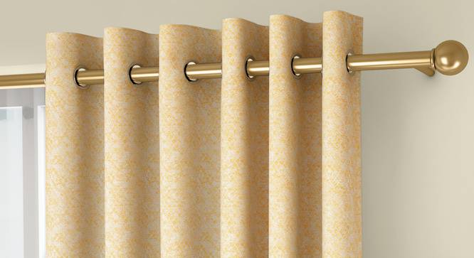 Honeycomb Door Curtains - Set Of 2 (Yellow, 132 x 213 cm  (52" x 84") Curtain Size, Eyelet Pleat) by Urban Ladder - Front View Design 1 - 334506