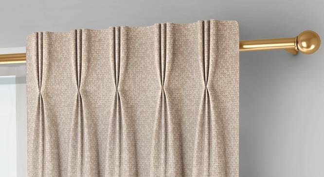 Medallion Door Curtains - Set Of 2 (Beige, 71 x 213 cm (28"x84")  Curtain Size, American Pleat) by Urban Ladder - Front View Design 1 - 334552