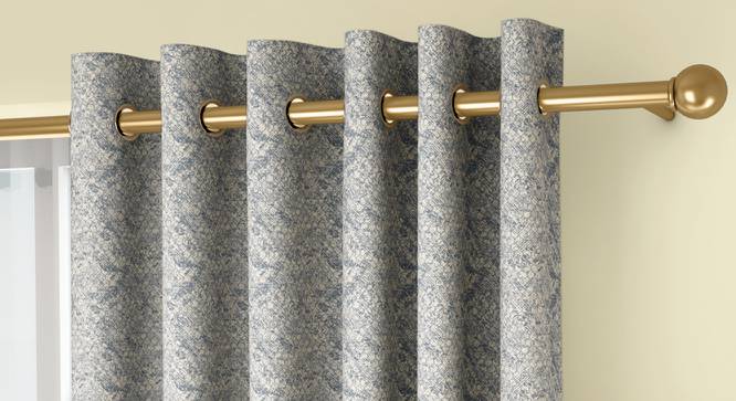 Honeycomb Window Curtains - Set Of 2 (Blue, 132 x 152 cm  (52" x 60") Curtain Size, Eyelet Pleat) by Urban Ladder - Front View Design 1 - 334558
