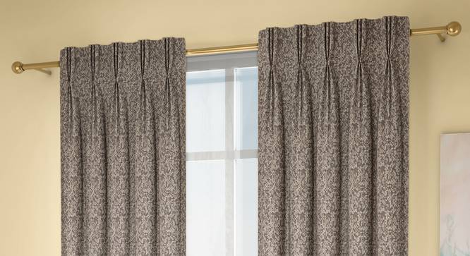 Medallion Door Curtains - Set Of 2 (71 x 213 cm (28"x84")  Curtain Size, Brownish Green, American Pleat) by Urban Ladder - Design 1 Full View - 334593
