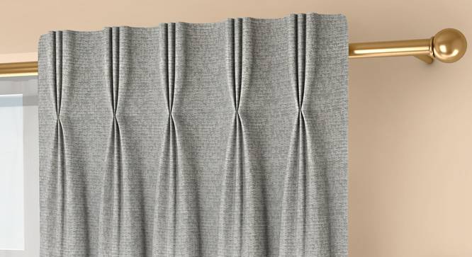 Medallion Door Curtains - Set Of 2 (Grey, 71 x 213 cm (28"x84")  Curtain Size, American Pleat) by Urban Ladder - Front View Design 1 - 334600