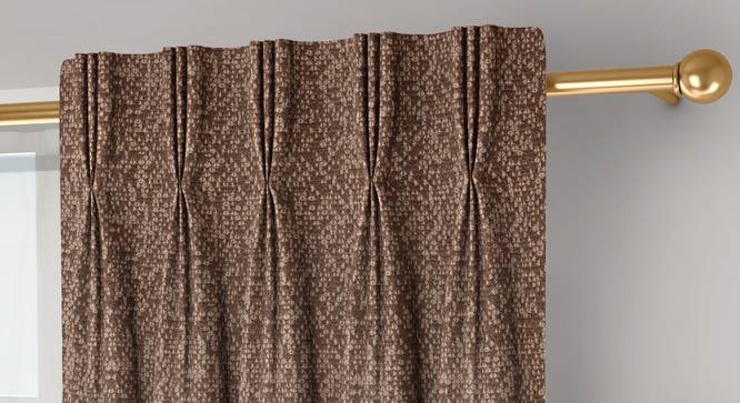 Medallion Door Curtains - Set Of 2 (Brown, 71 x 213 cm (28"x84")  Curtain Size, American Pleat) by Urban Ladder - Front View Design 1 - 334602