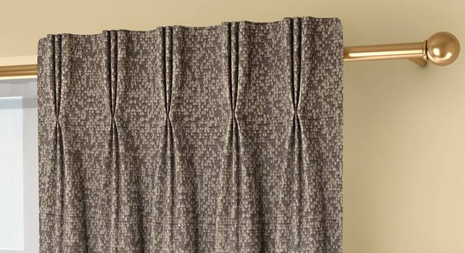 Medallion Door Curtains - Set Of 2 (71 x 274 cm (28"x108")  Curtain Size, Brownish Green, American Pleat) by Urban Ladder - Front View Design 1 - 334605