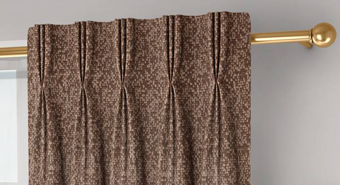 Medallion Door Curtains - Set Of 2 (Brown, 71 x 274 cm (28"x108")  Curtain Size, American Pleat) by Urban Ladder - Front View Design 1 - 334606