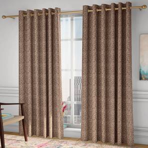 Home Decor In Bangalore Design Medallion Door Curtains - Set Of 2 (Brown, 132 x 274 cm  (52"x108") Curtain Size, Eyelet Pleat)