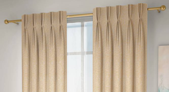 Medallion Door Curtains - Set Of 2 (Yellow, 71 x 213 cm (28"x84")  Curtain Size, American Pleat) by Urban Ladder - Design 1 Full View - 334640
