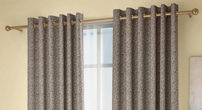 Medallion Door Curtains - Set Of 2 (132 x 274 cm  (52"x108") Curtain Size, Brownish Green, Eyelet Pleat) by Urban Ladder - Design 1 Full View - 334645