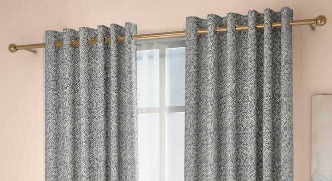 Medallion Door Curtains - Set Of 2 (Blue, 132 x 274 cm  (52"x108") Curtain Size, Eyelet Pleat) by Urban Ladder - Design 1 Full View - 334647