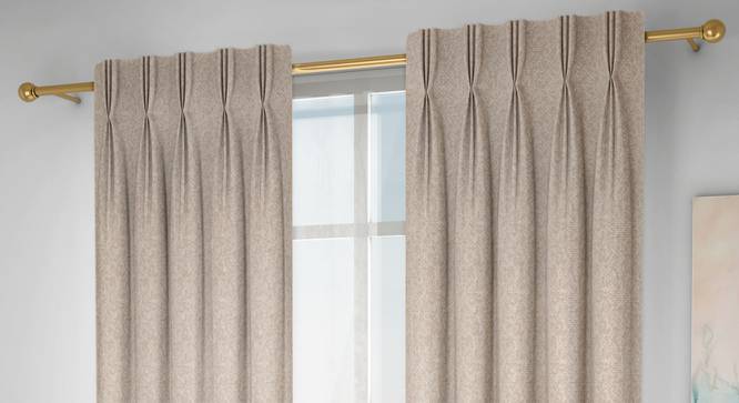 Medallion Window Curtains - Set Of 2 (Beige, 71 x 152 cm (28"x60") Curtain Size, American Pleat) by Urban Ladder - Design 1 Full View - 334691