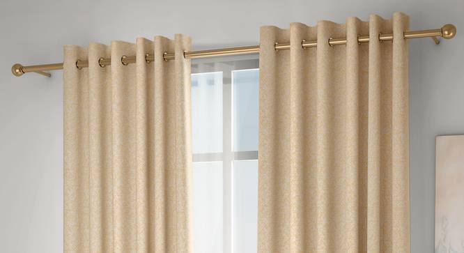 Medallion Door Curtains - Set Of 2 (Yellow, 132 x 274 cm  (52"x108") Curtain Size, Eyelet Pleat) by Urban Ladder - Design 1 Full View - 334695