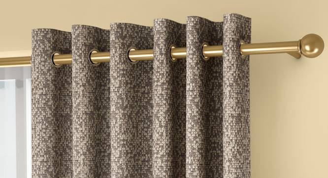 Medallion Door Curtains - Set Of 2 (132 x 213 cm  (52" x 84") Curtain Size, Brownish Green, Eyelet Pleat) by Urban Ladder - Front View Design 1 - 334701