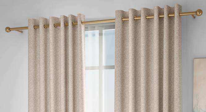 Medallion Window Curtains - Set Of 2 (Beige, 132 x 152 cm  (52" x 60") Curtain Size, Eyelet Pleat) by Urban Ladder - Design 1 Full View - 334743
