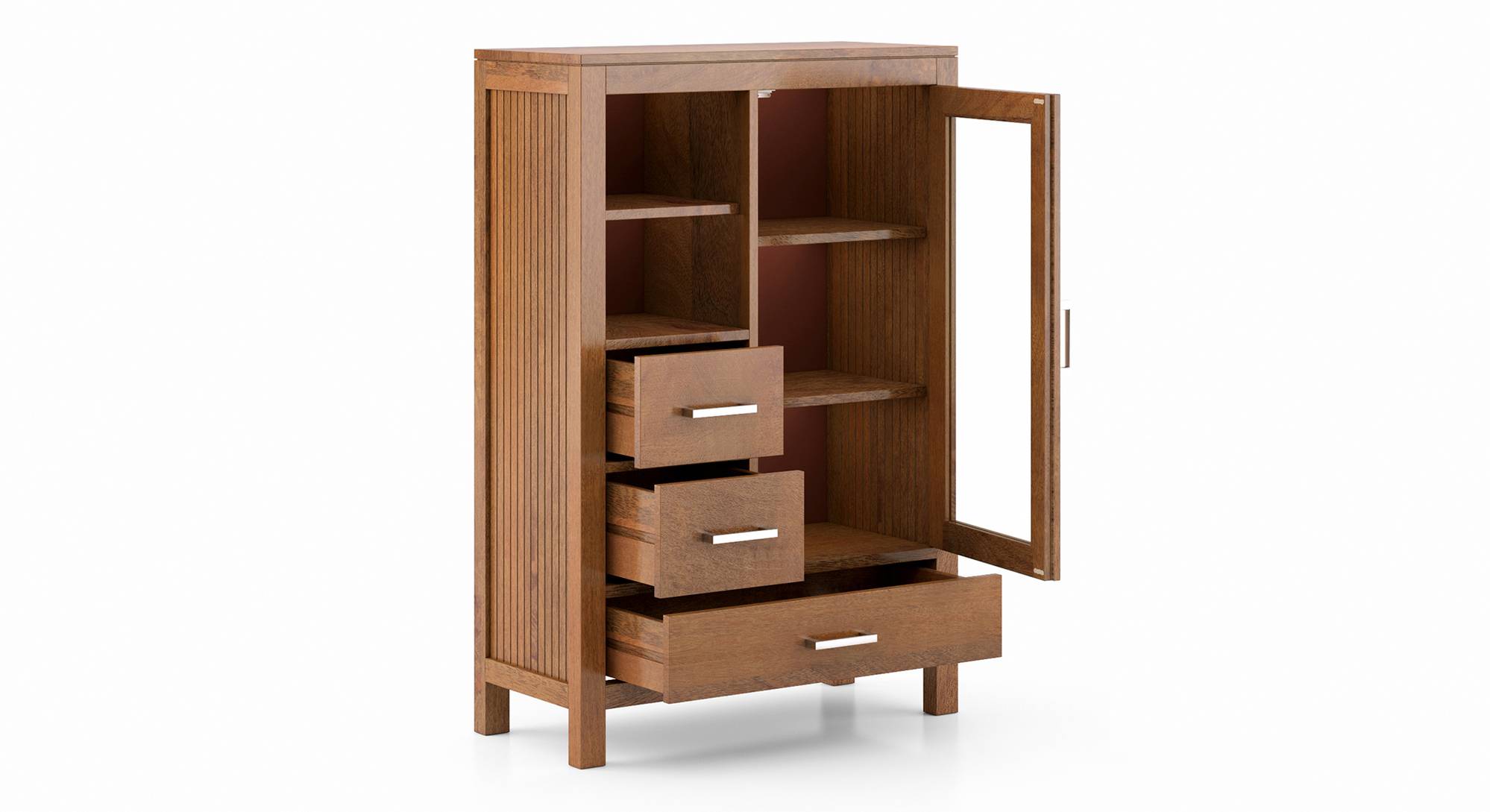 Carnegie Solid Wood Bookshelf in Amber Walnut Finish Urban Ladder